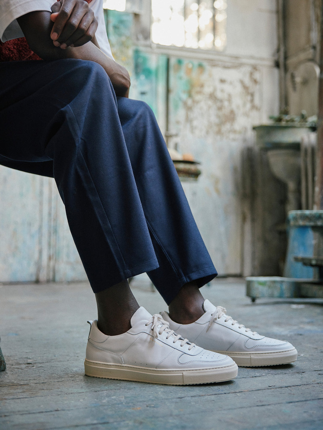 Baskets en cuir certifié | blanches "b0 monochrome white"