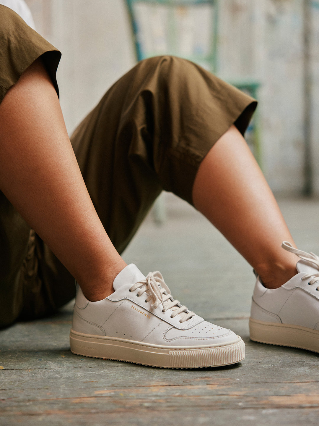 Baskets en cuir certifié | blanches "b0 monochrome white"
