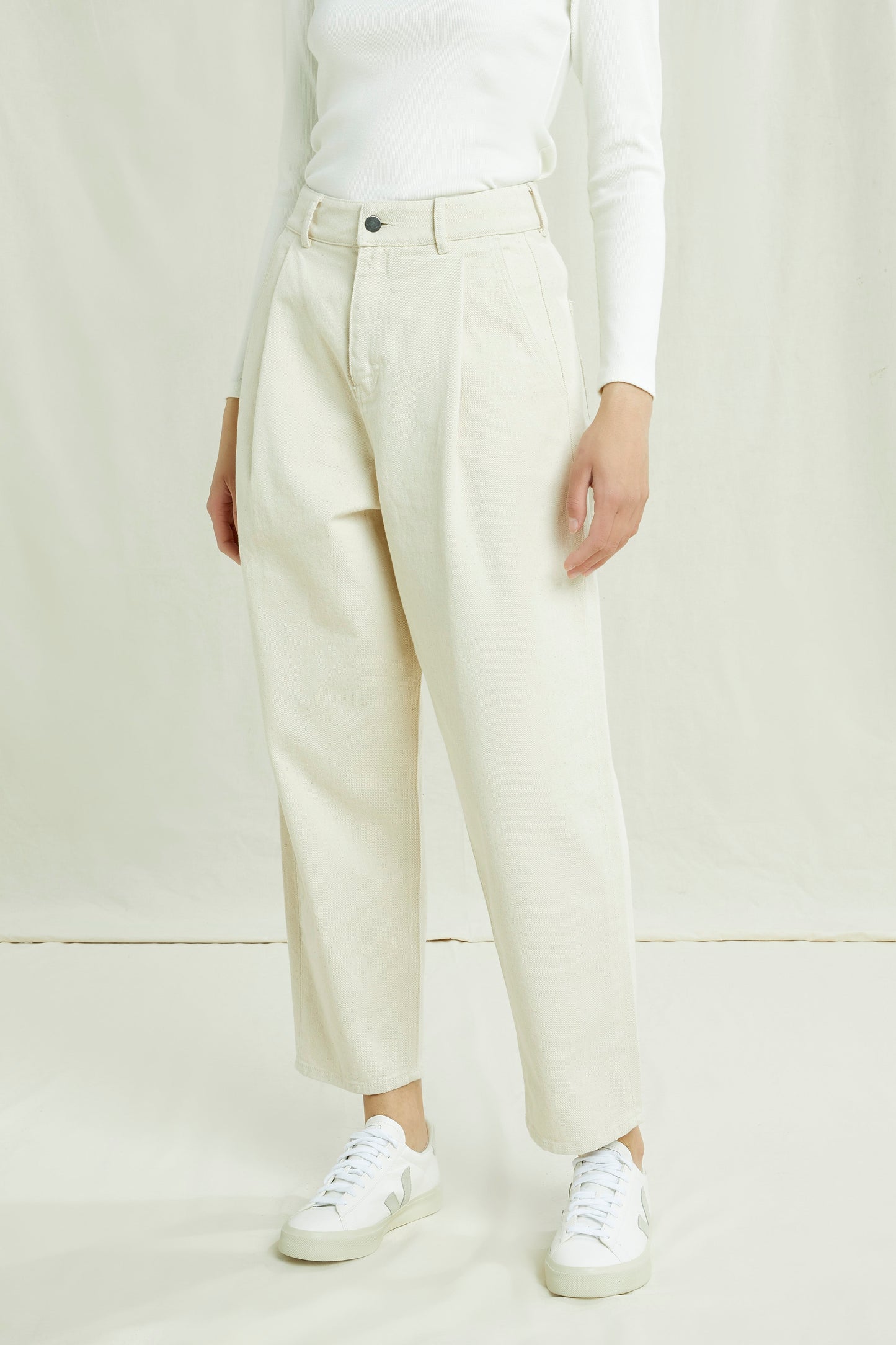 Pantalon cigarette crème en coton bio - alexis