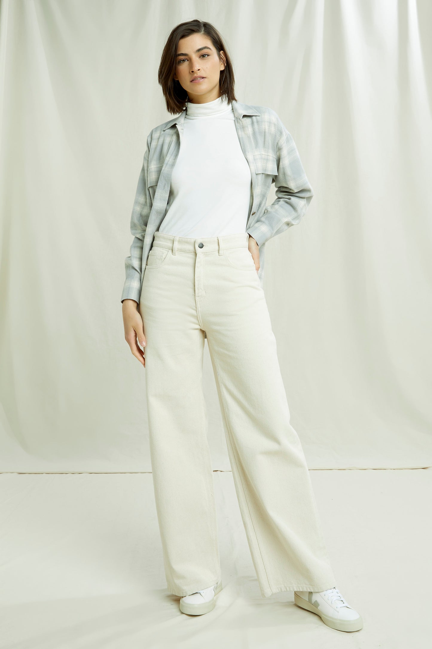 Pantalon ample crème en coton bio - flora