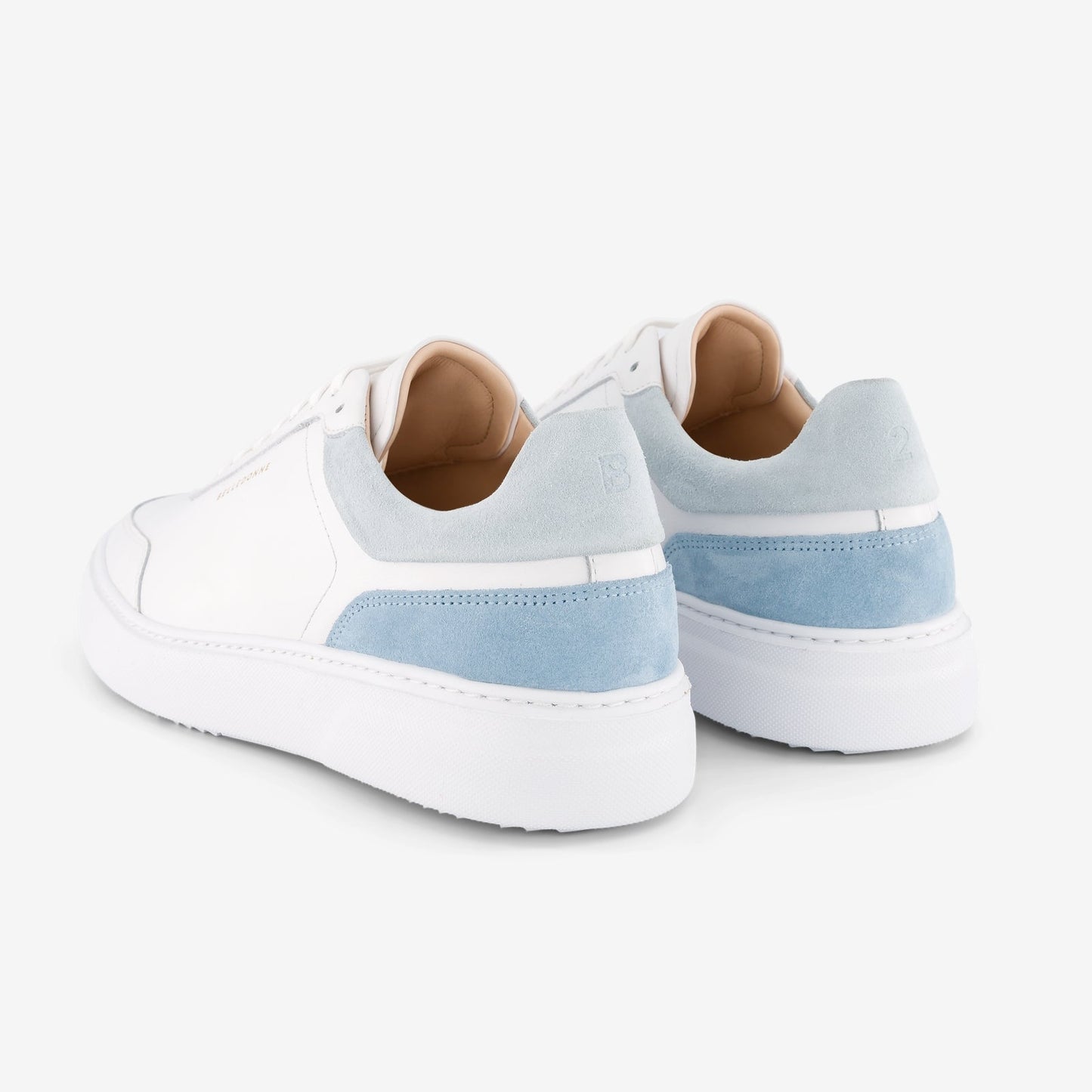 Baskets en cuir certifié | blanc et bleu "b2 santorini"