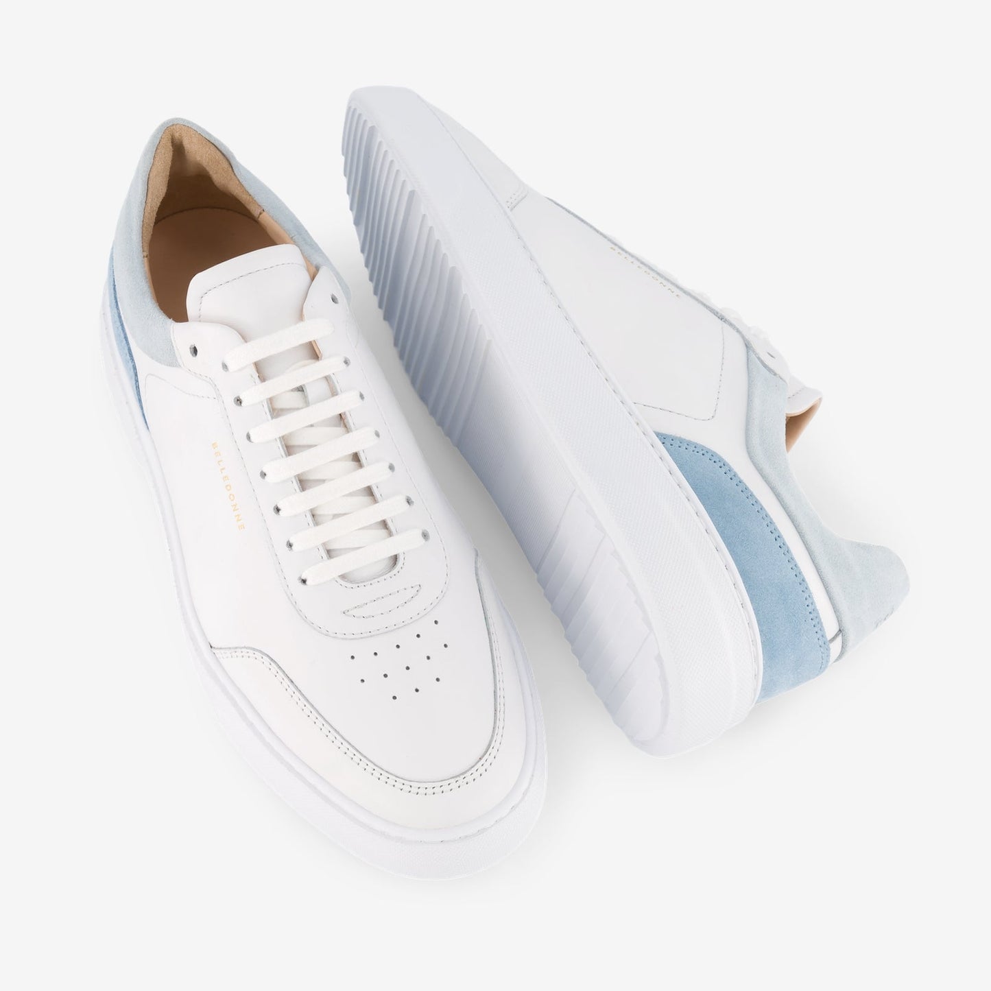 Baskets en cuir certifié | blanc et bleu "b2 santorini"