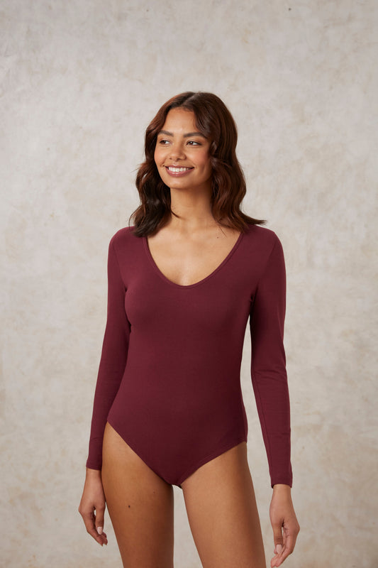 Body bordeaux en coton bio - palmer burgundy
