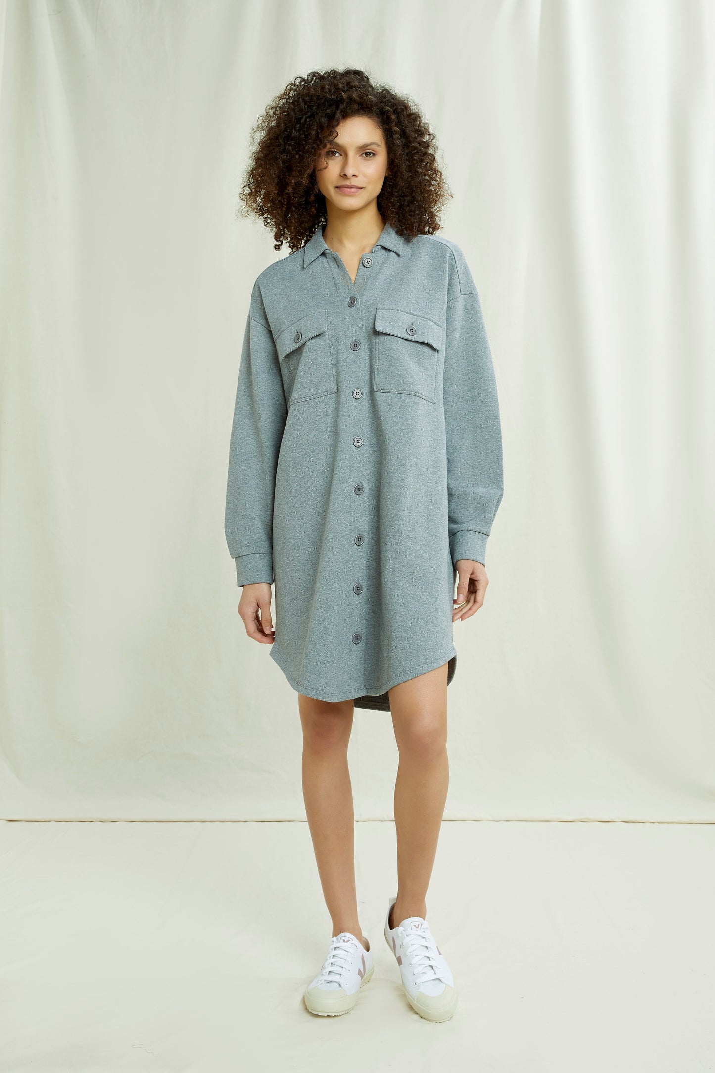 Robe grise flanelle en coton bio - sylvia