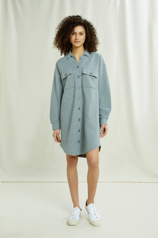 Robe grise flanelle en coton bio - sylvia