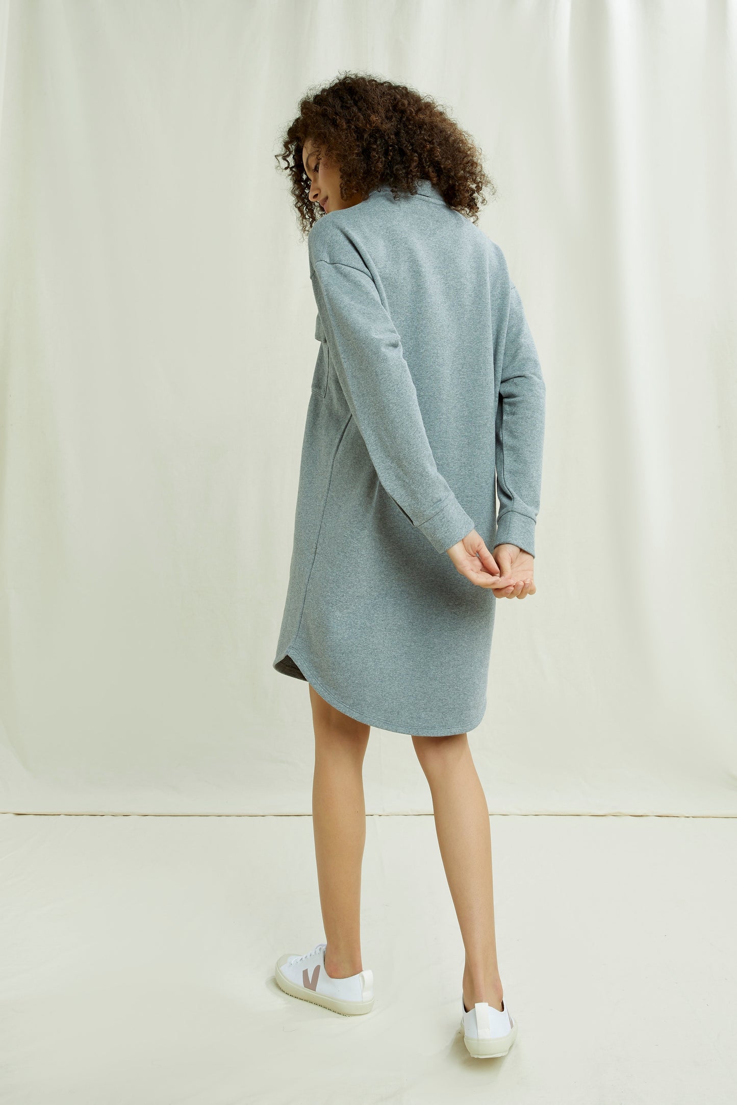 Robe grise flanelle en coton bio - sylvia