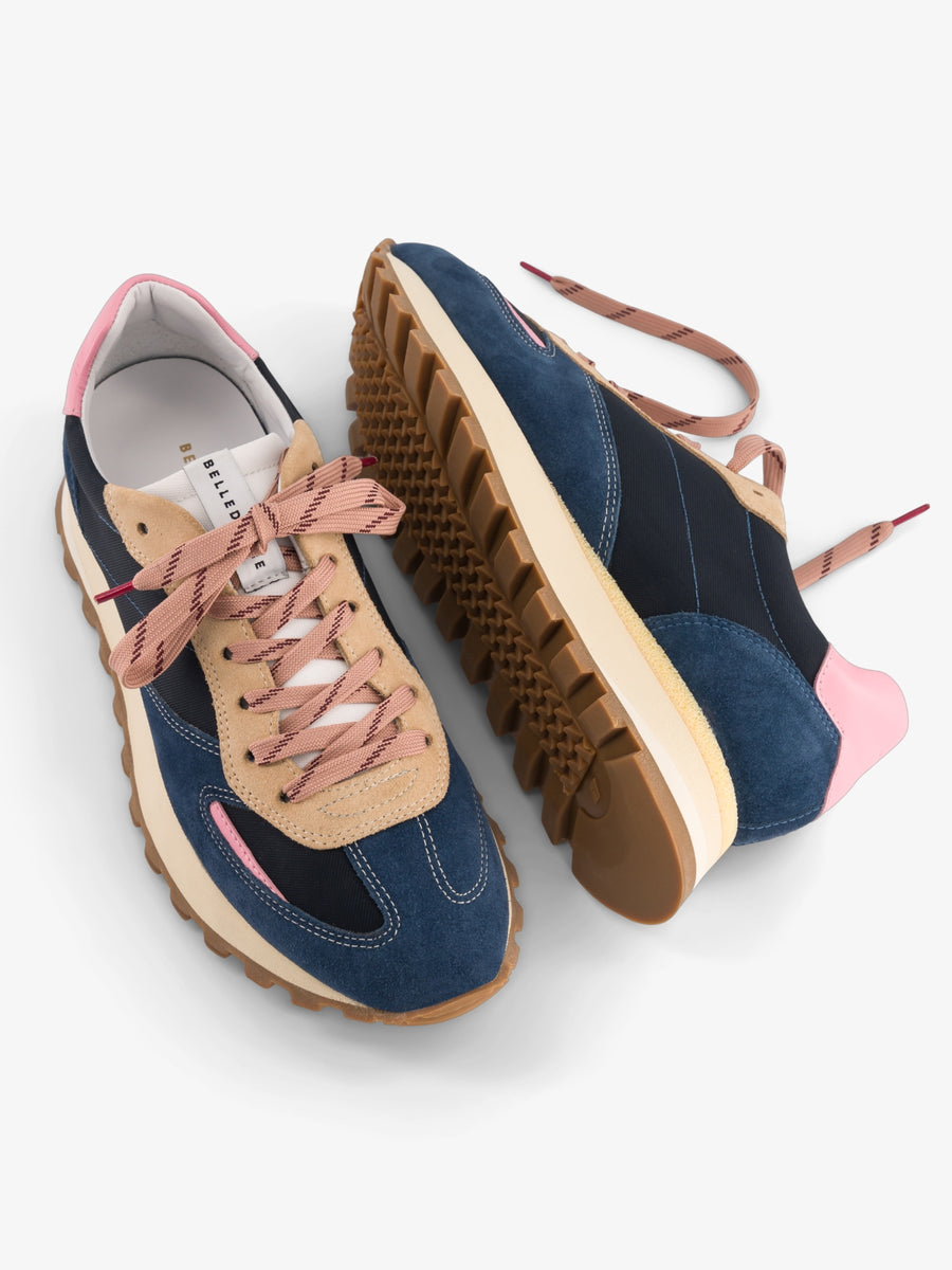 Baskets bleues en cuir certifié | b6 blue pink