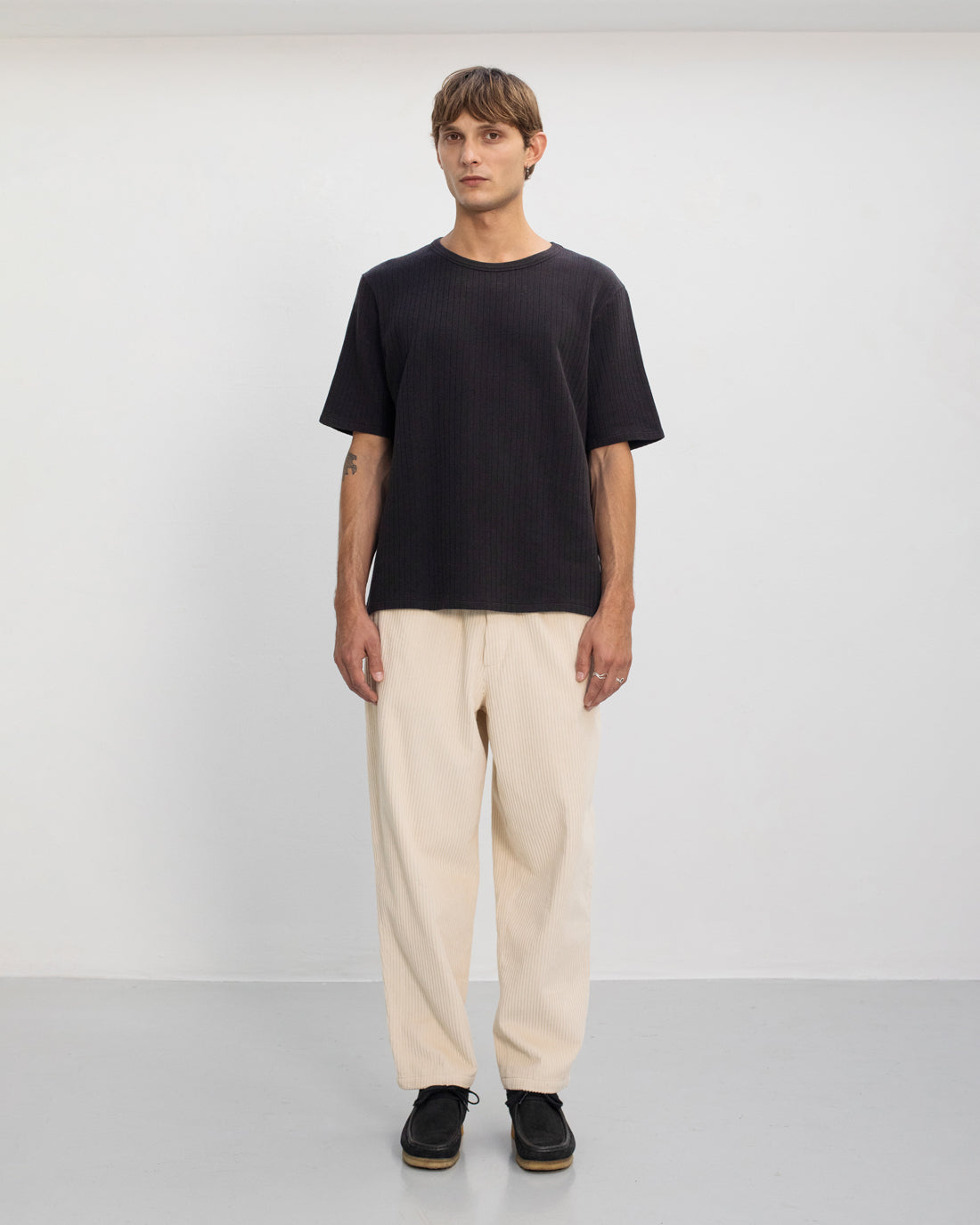 T-shirt épais côtelé en coton bio | noir "heavy ribbed t-shirt - true black"