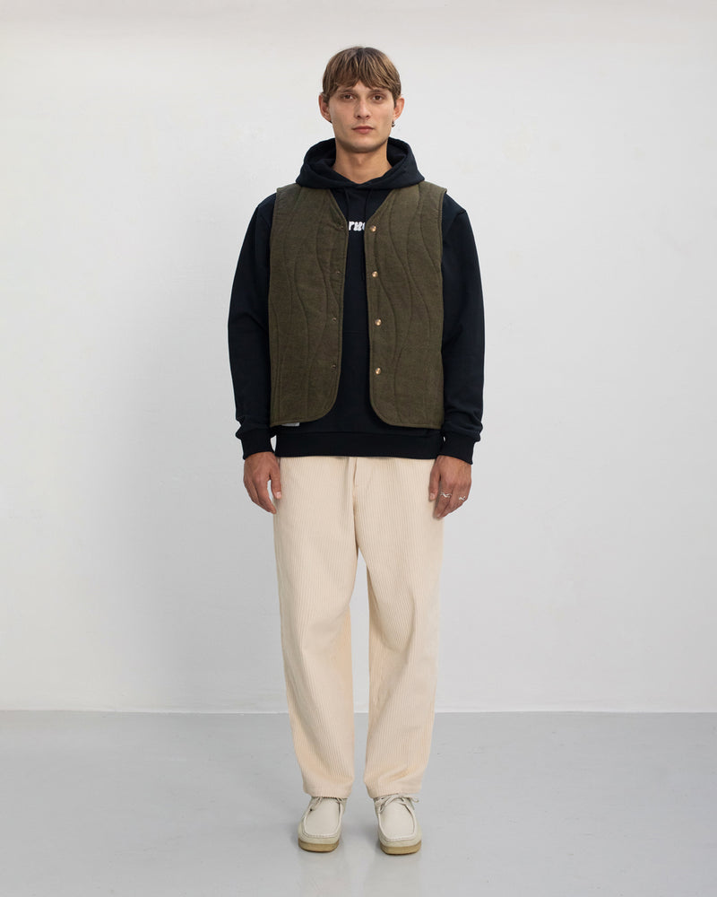 Veste sans manches matelassée flanelle en coton bio | vert "flannel quilt vest - moss green"