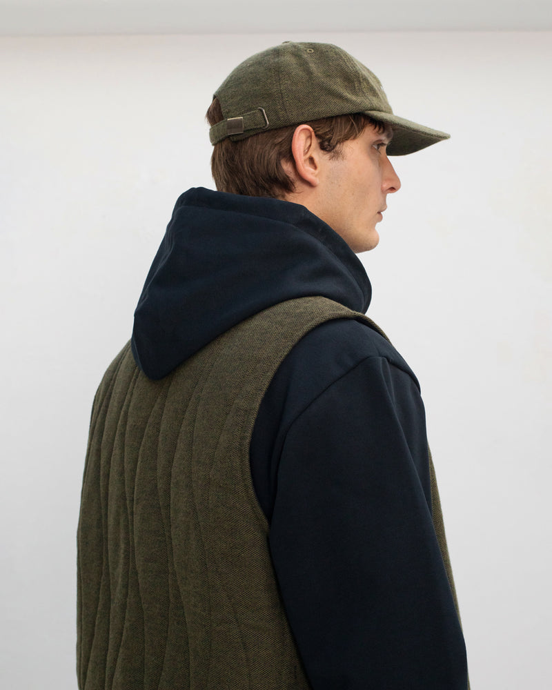 Veste sans manches matelassée flanelle en coton bio | vert "flannel quilt vest - moss green"