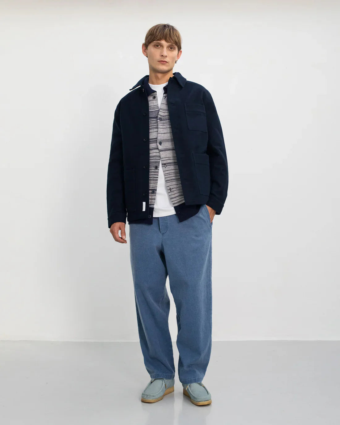 Veste de travail moleskine en coton bio | marine "moleskin overjacket - soft navy"