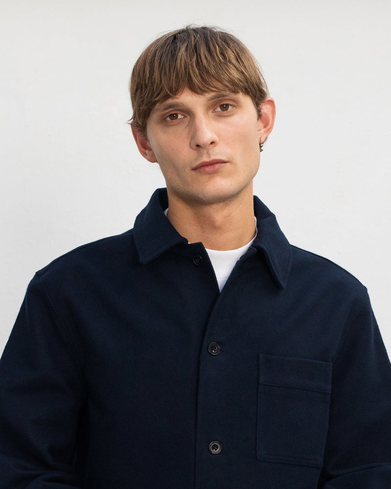 Veste de travail moleskine en coton bio | marine "moleskin overjacket - soft navy"