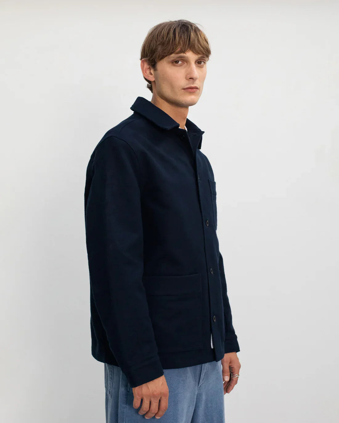 Veste de travail moleskine en coton bio | marine "moleskin overjacket - soft navy"