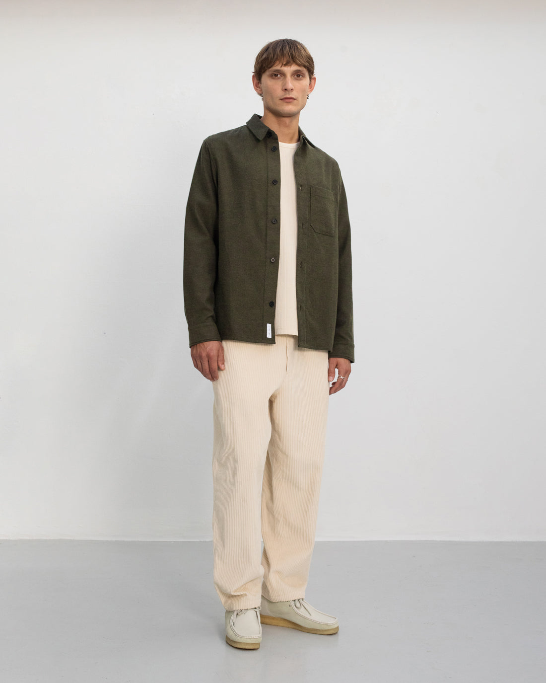 Chemise flanelle en coton bio | vert "flannel casual shirt - moss green"