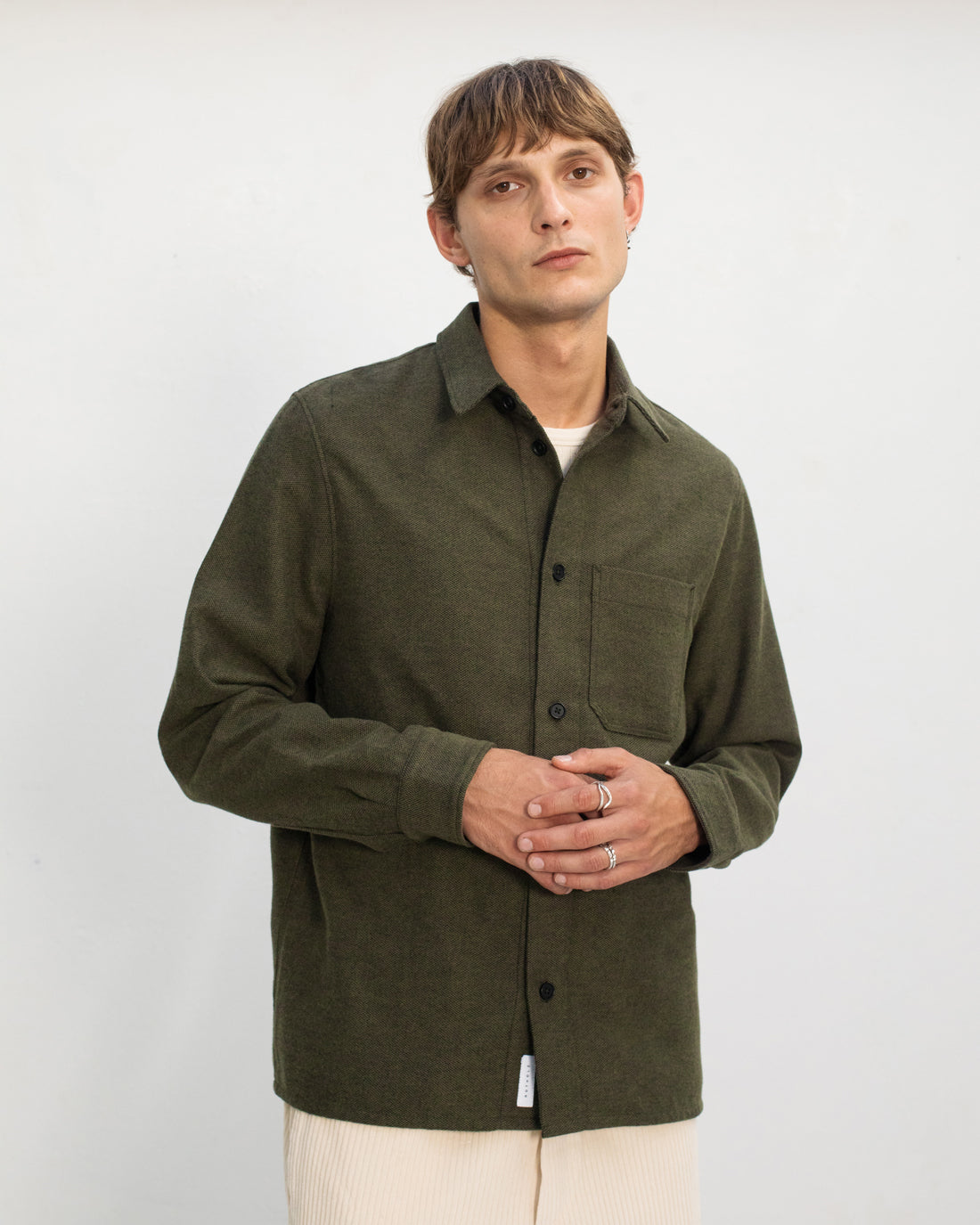 Chemise flanelle en coton bio | vert "flannel casual shirt - moss green"