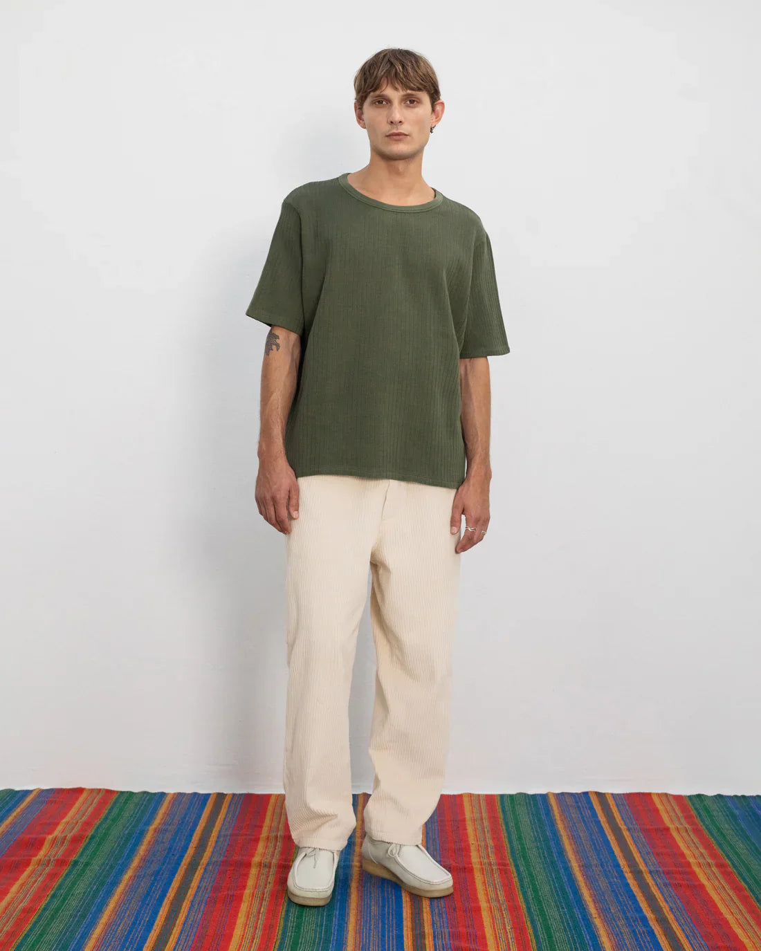 Pantalon ample velours en coton | écru "cord wide pant - white sand"