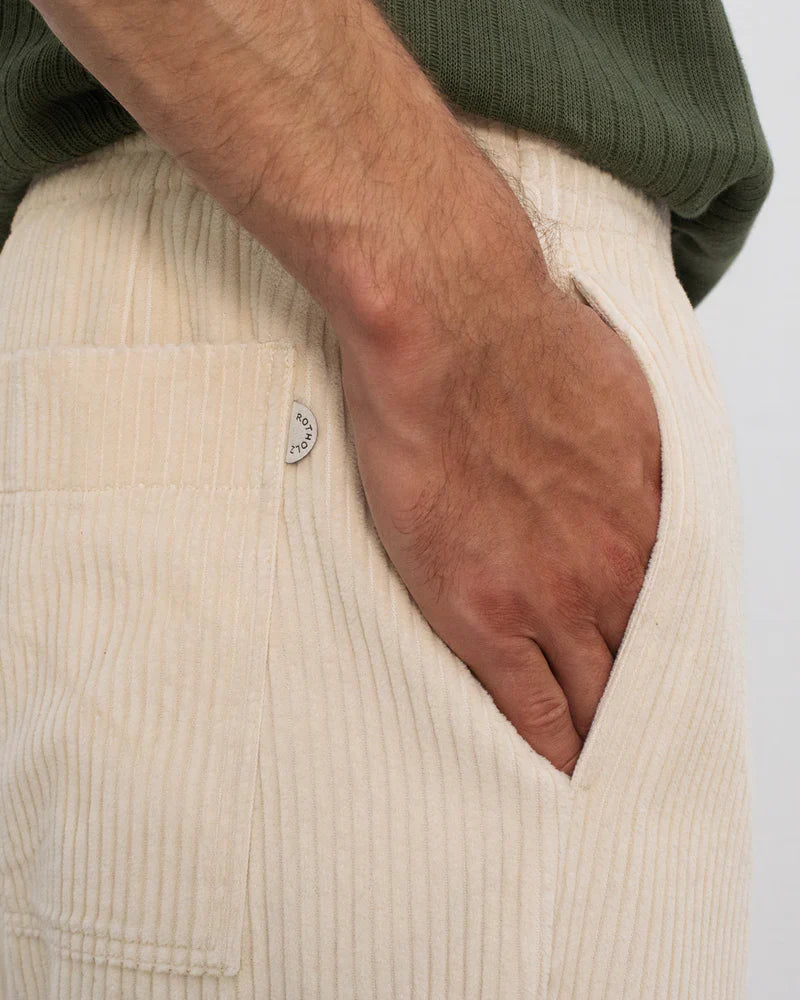 Pantalon ample velours en coton | écru "cord wide pant - white sand"