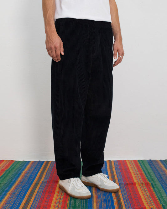 Pantalon ample velours en coton bio | noir "cord wide pant - soft black"