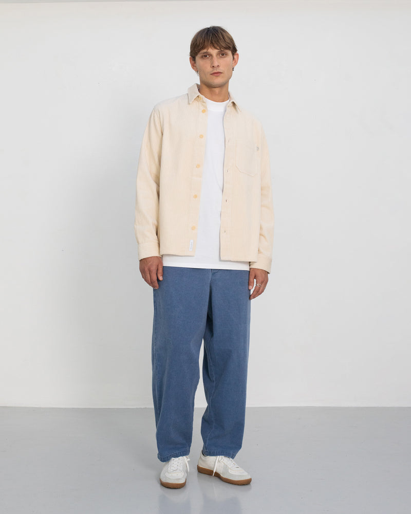 Surchemise velours en coton bio | écru "cord casual shirt - white sand"