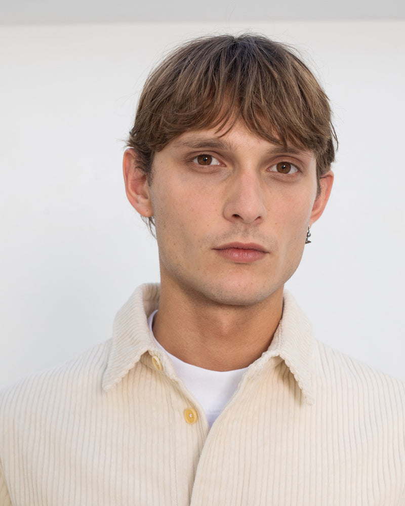 Surchemise velours en coton bio | écru "cord casual shirt - white sand"
