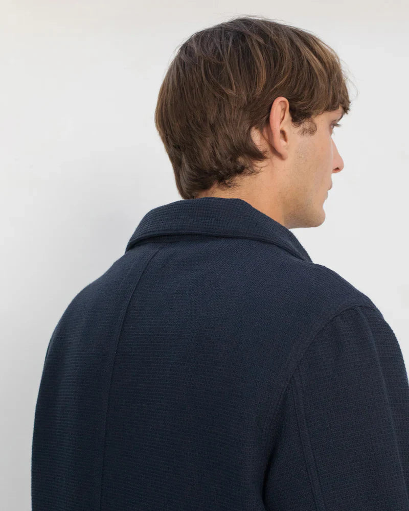 Veste de travail en coton bio gaufré | bleu "waffle field shirt - faded navy"