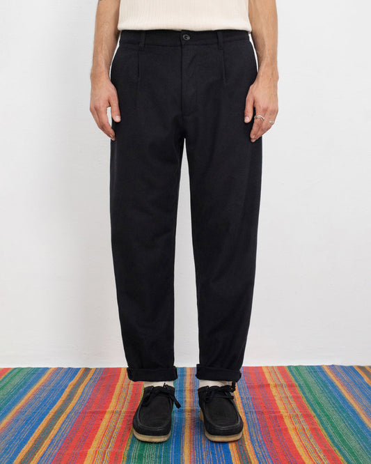 Pantalon droit flanelle en coton bio | noir "everyday flannel pant - true black"