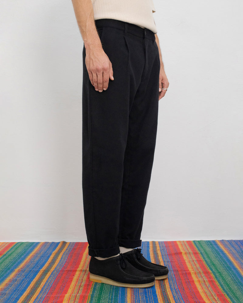 Pantalon droit flanelle en coton bio | noir "everyday flannel pant - true black"