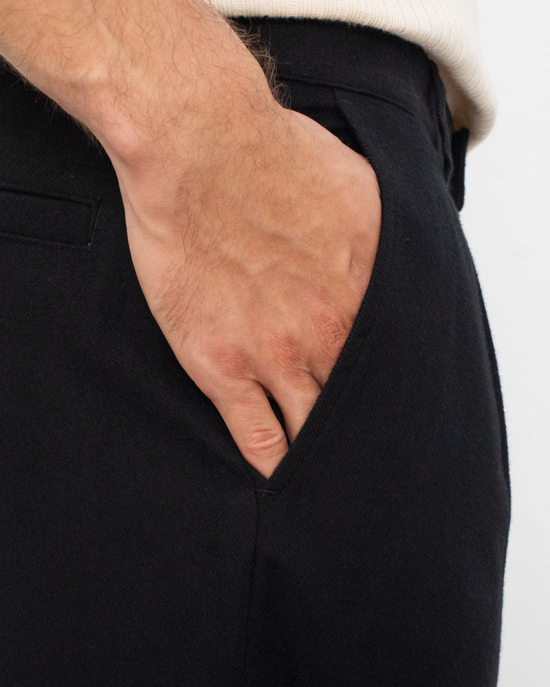 Pantalon droit flanelle en coton bio | noir "everyday flannel pant - true black"