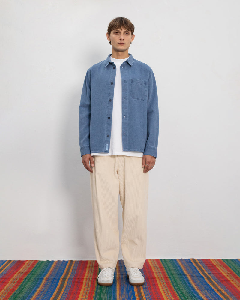 Chemise en coton bio | bleu "denim casual shirt - washed blue"