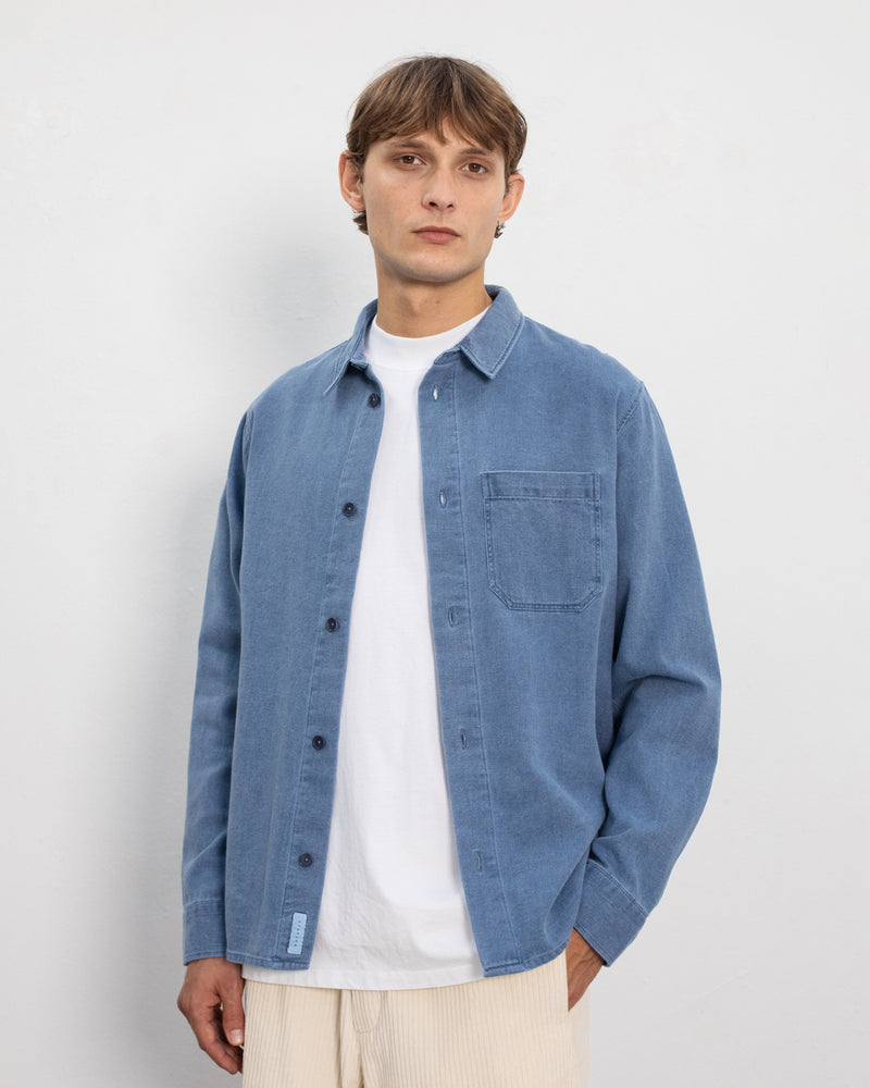 Chemise en coton bio | bleu "denim casual shirt - washed blue"
