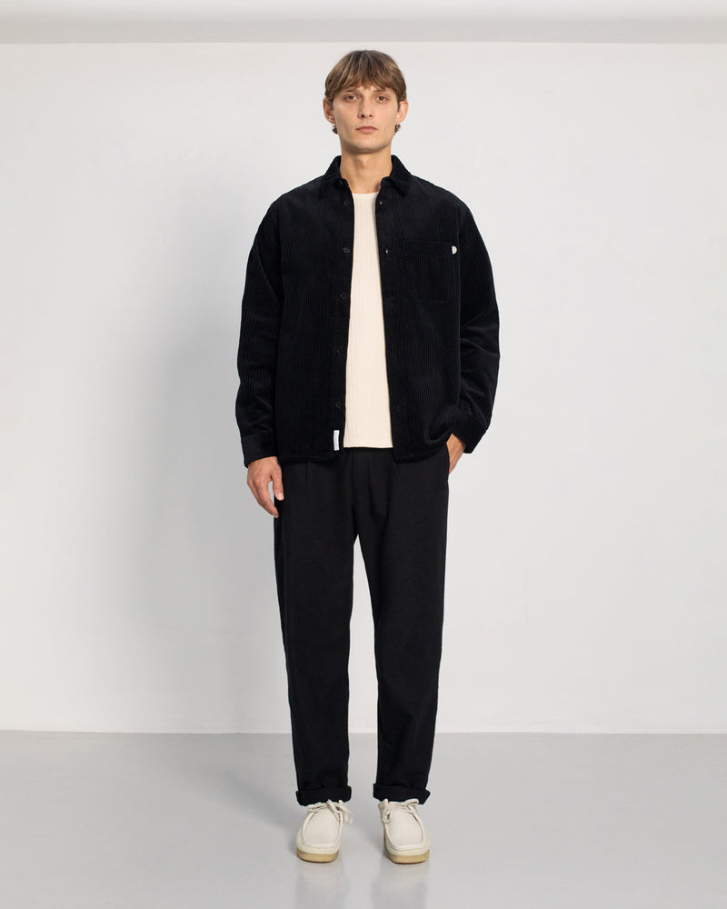 Surchemise velours en coton bio | noir "cord casual shirt - soft black"