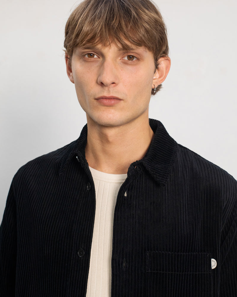 Surchemise velours en coton bio | noir "cord casual shirt - soft black"