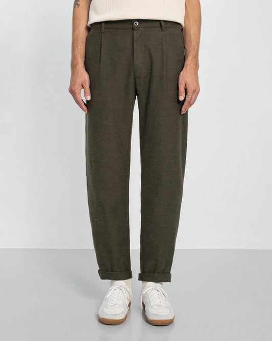 Pantalon droit flanelle en coton bio | vert "everyday flannel pant - moss green"