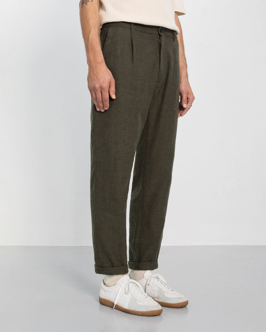 Pantalon droit flanelle en coton bio | vert "everyday flannel pant - moss green"