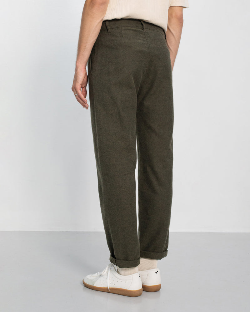 Pantalon droit flanelle en coton bio | vert "everyday flannel pant - moss green"