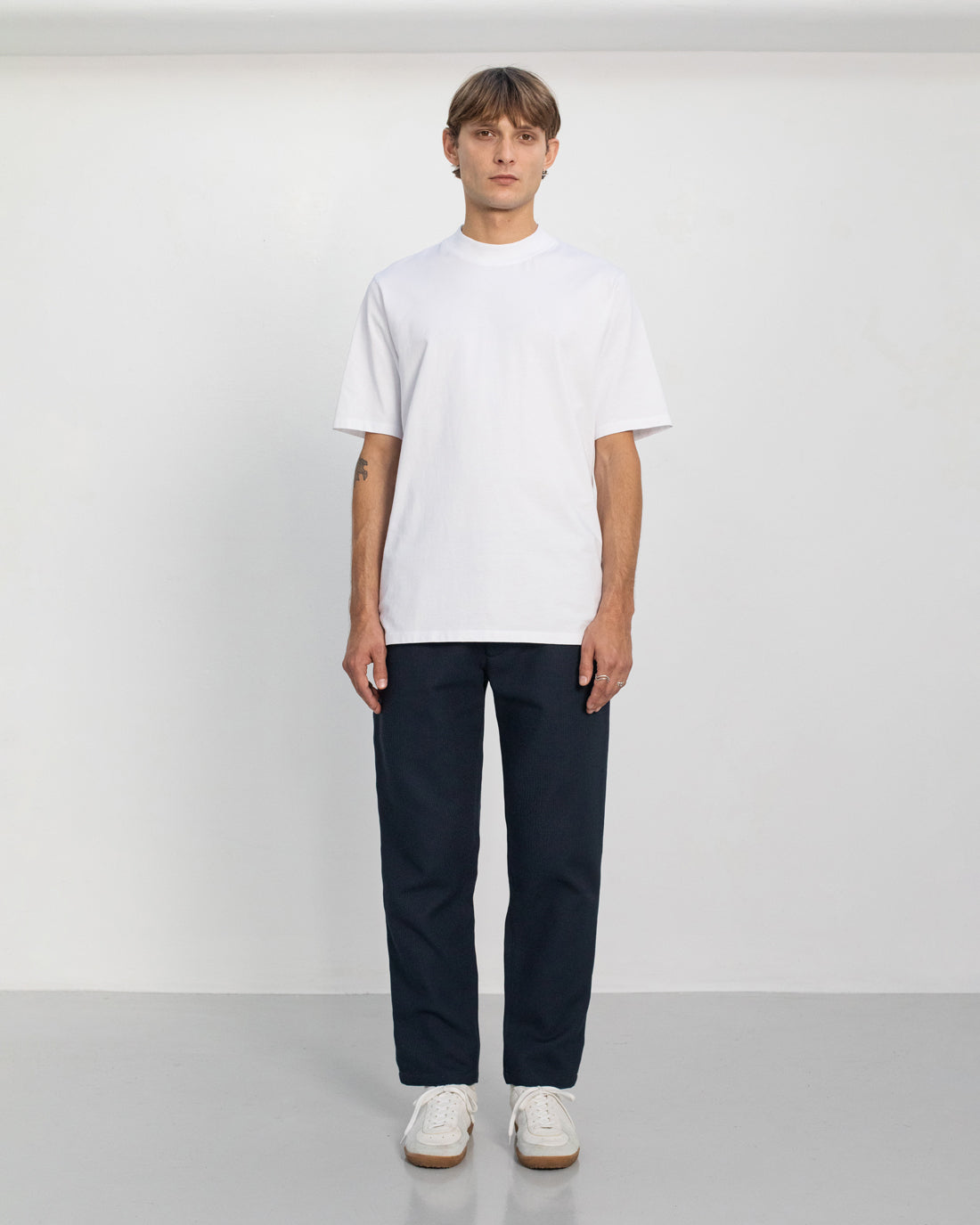 Pantalon droit en coton bio | marine "everyday waffle pant - faded navy"