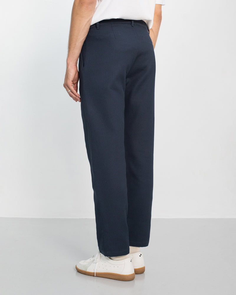 Pantalon droit en coton bio | marine "everyday waffle pant - faded navy"