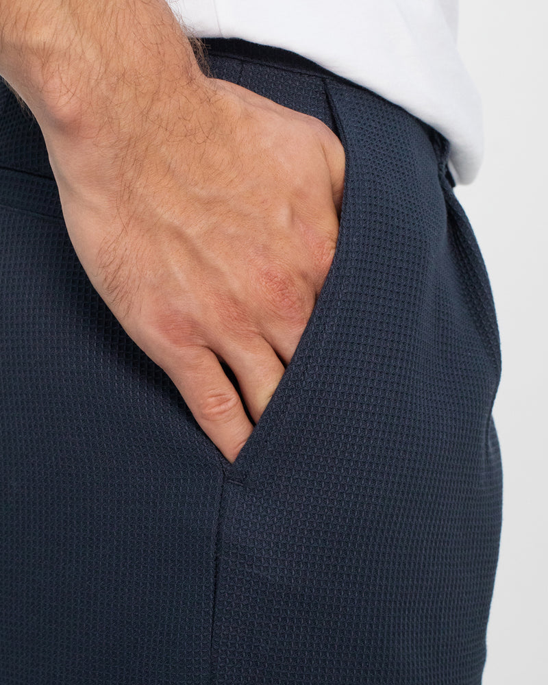 Pantalon droit en coton bio | marine "everyday waffle pant - faded navy"