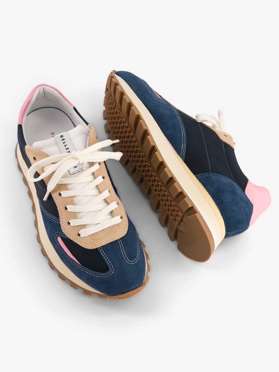 Baskets bleues en cuir certifié | b6 blue pink
