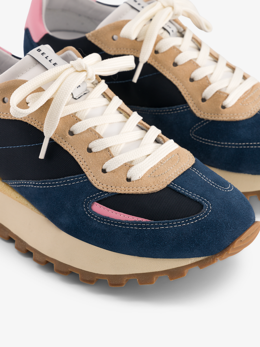 Baskets bleues en cuir certifié | b6 blue pink