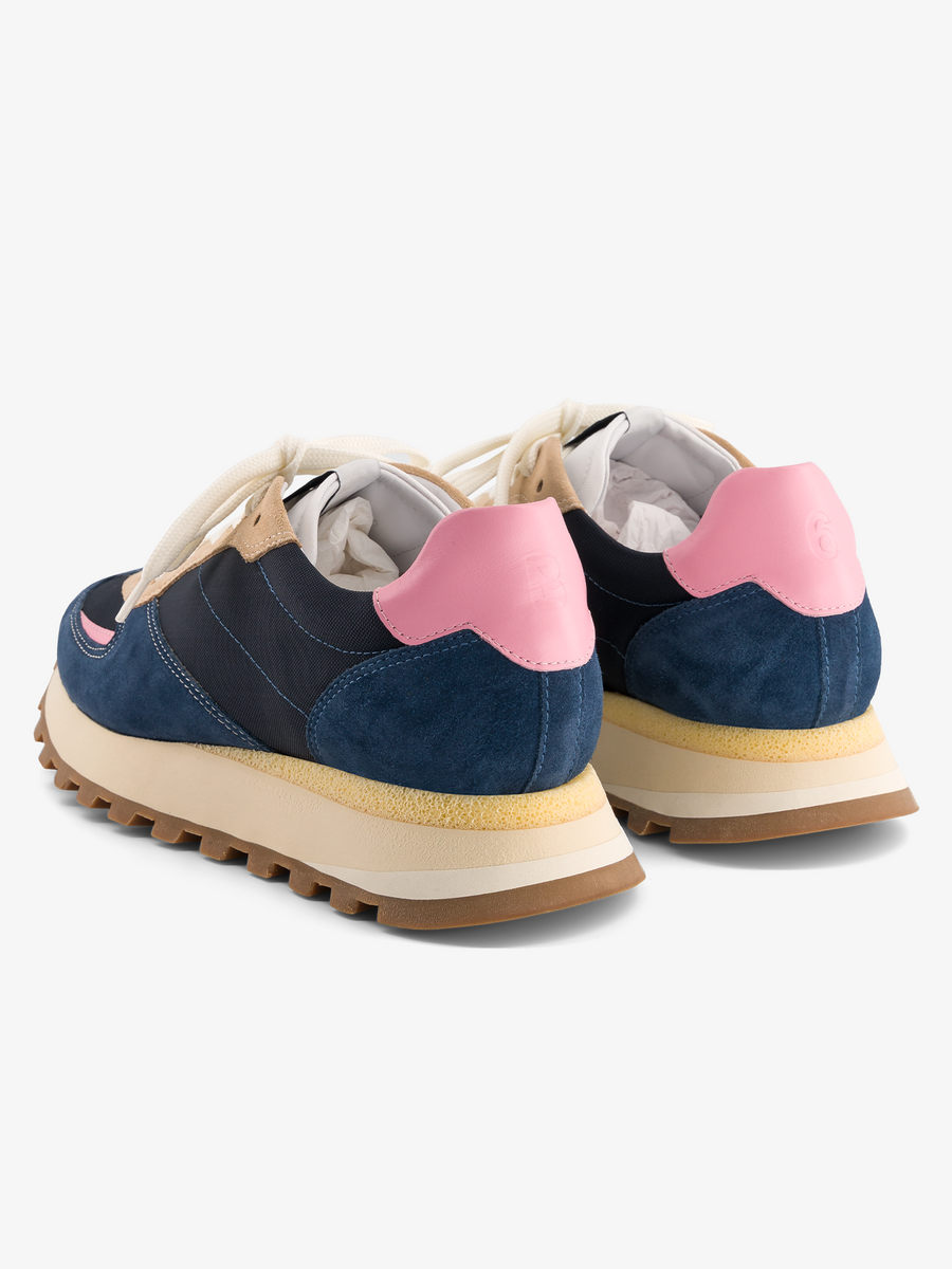 Baskets bleues en cuir certifié | b6 blue pink