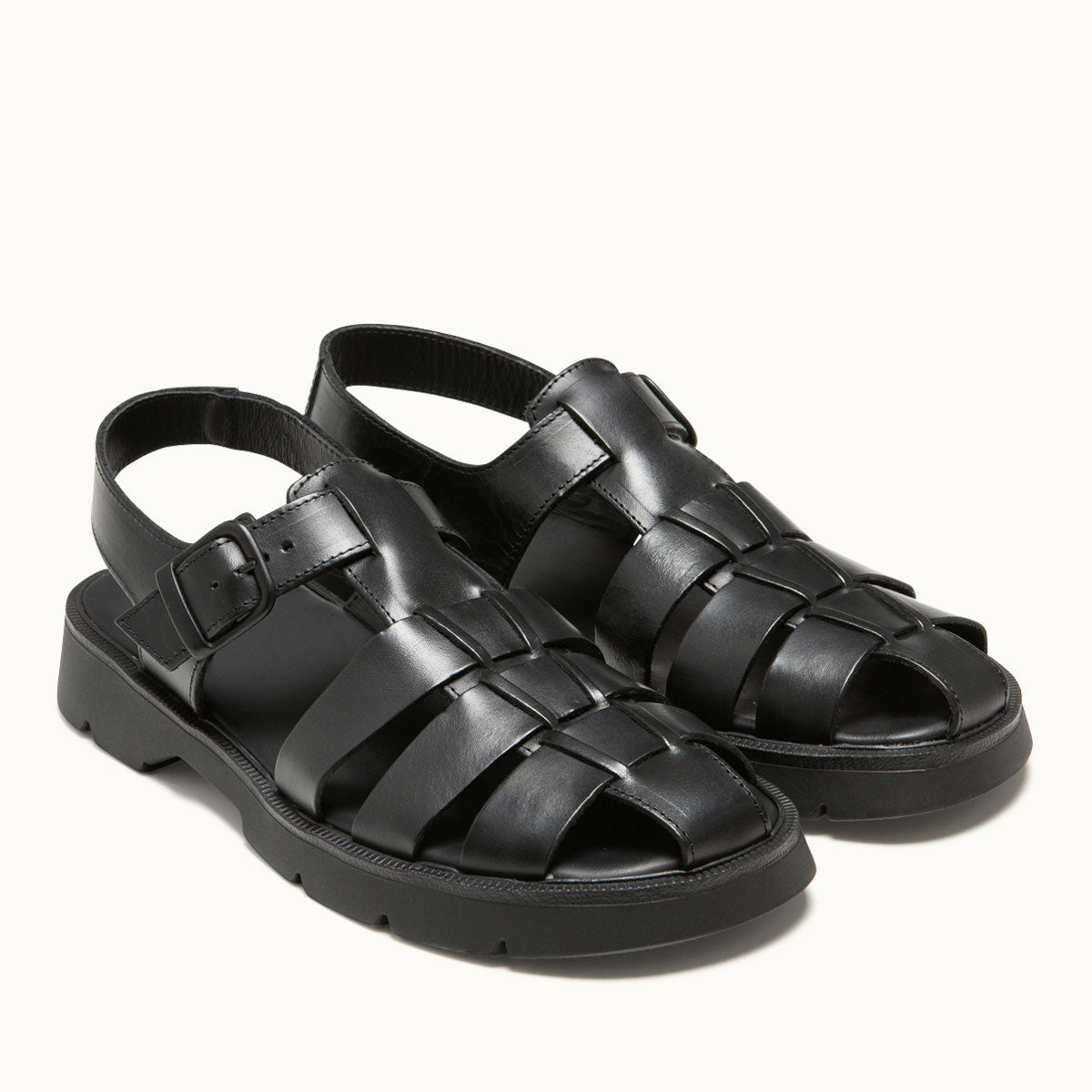 Sandales en cuir tannage végétal | noir "Babord vgt"