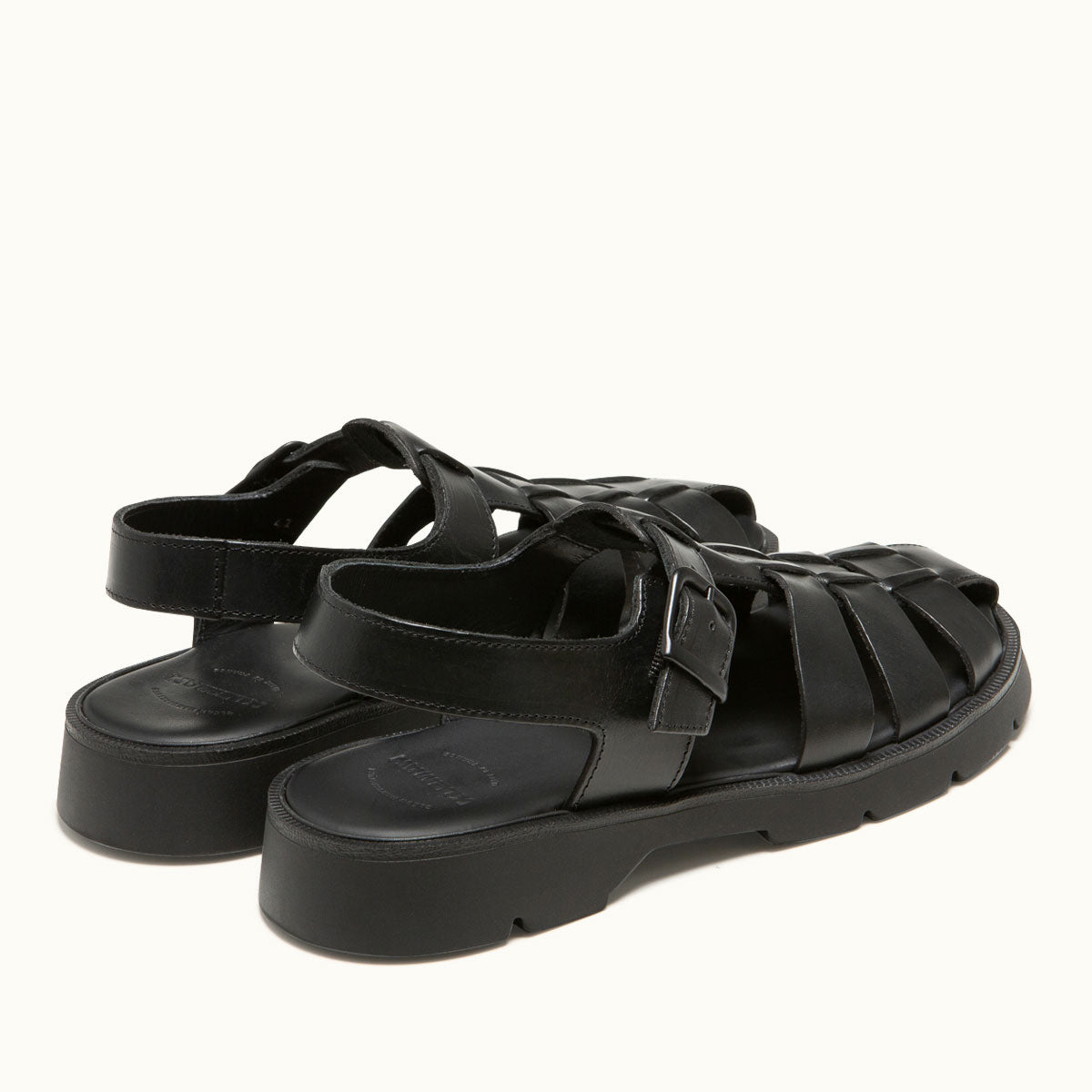 Sandales en cuir tannage végétal | noir "Babord vgt"