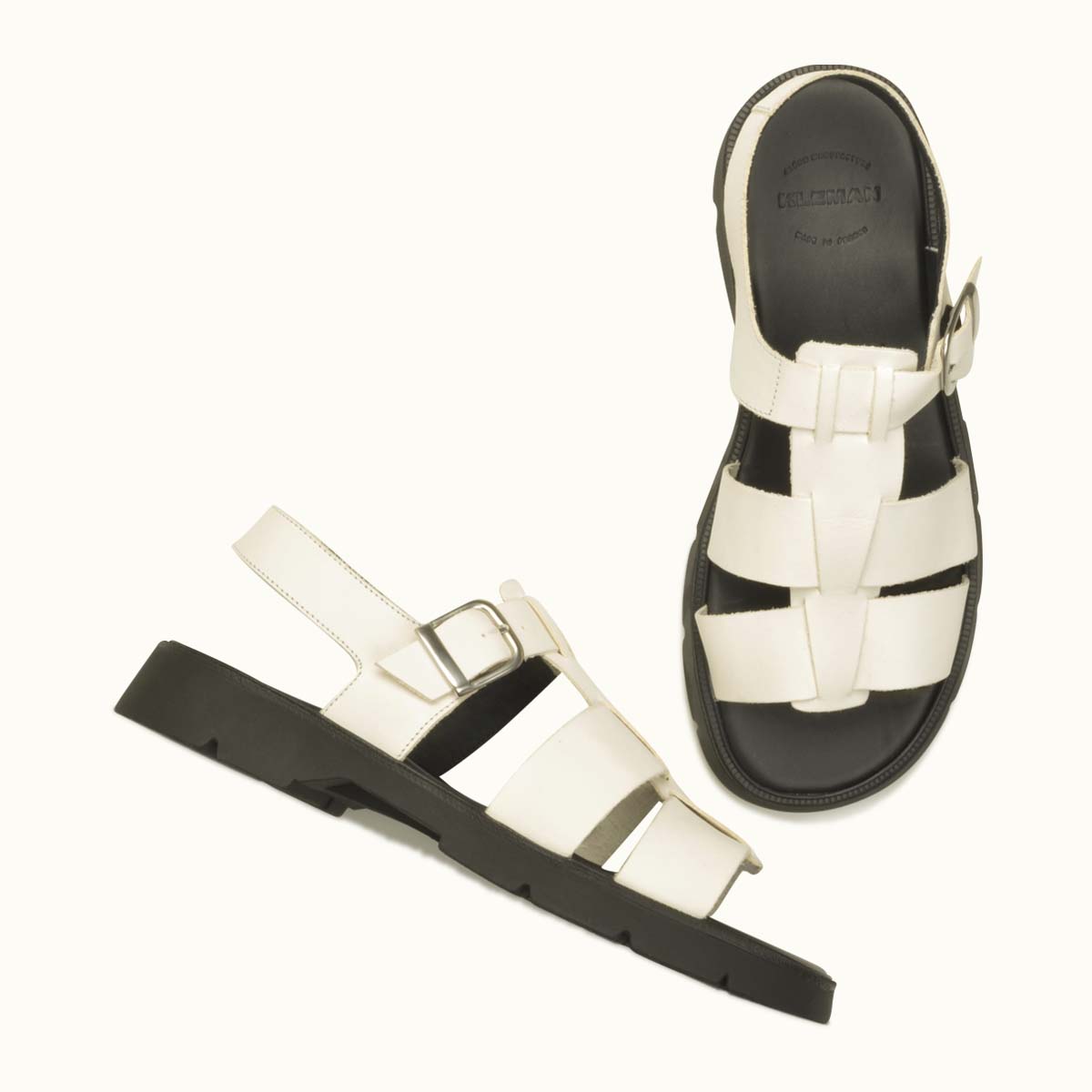 Sandales made in France en cuir tannage végétal certifié | blanc "ballast vgt 2 blanc"