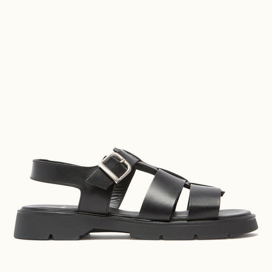 Sandales made in France en cuir tannage végétal certifié | noir "ballast vgt"