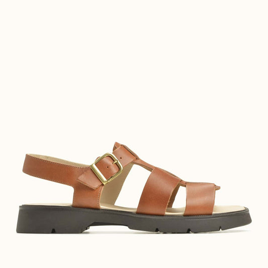 Sandales made in France en cuir tannage végétal certifié | caramel "ballast vgt"
