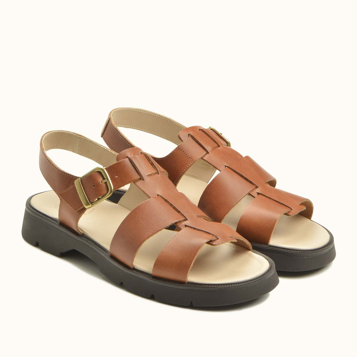 Sandales made in France en cuir tannage végétal certifié | caramel "ballast vgt"