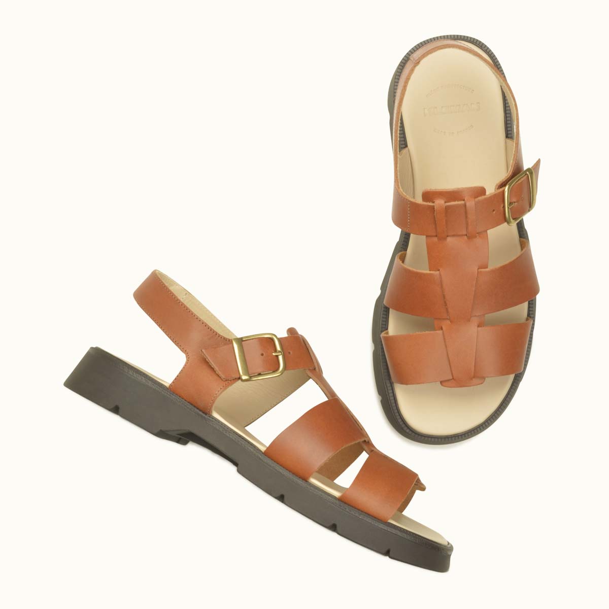 Sandales made in France en cuir tannage végétal certifié | caramel "ballast vgt"