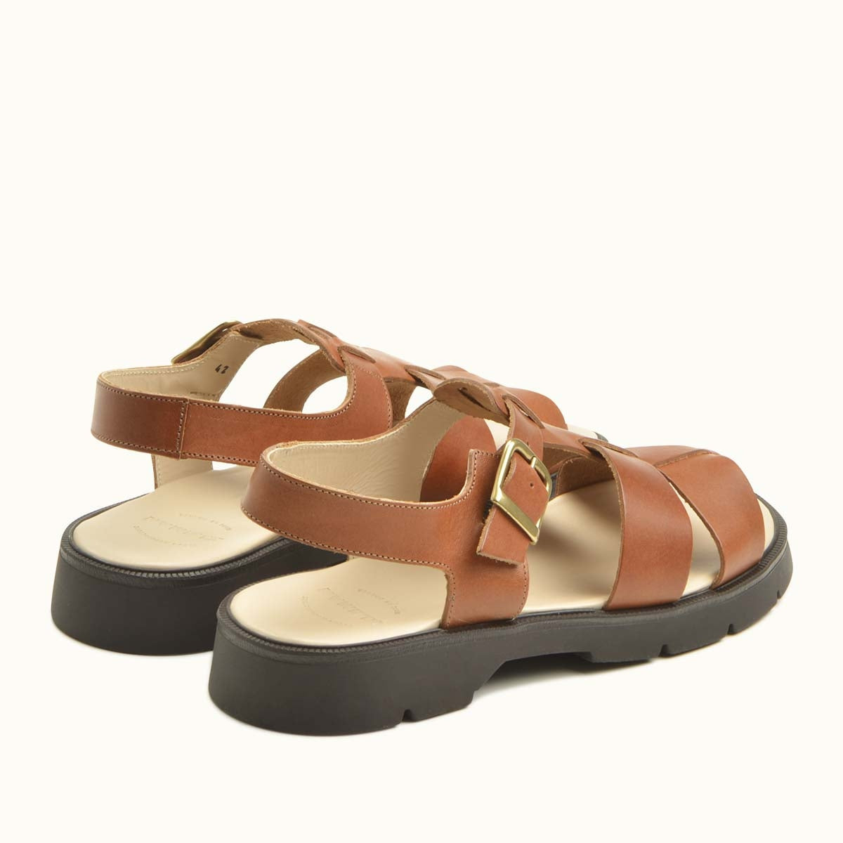 Sandales made in France en cuir tannage végétal certifié | caramel "ballast vgt"