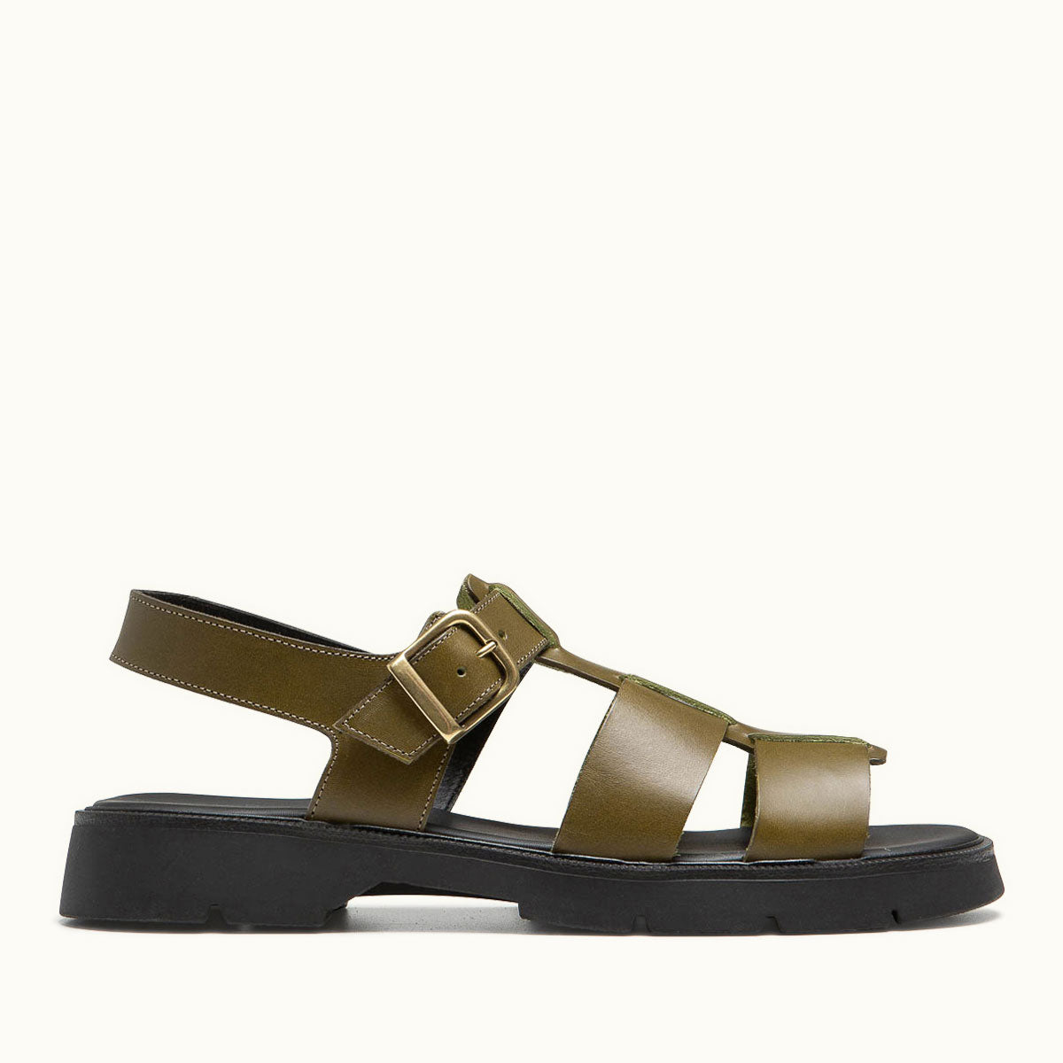 Sandales Made in France en cuir tannage végétal certifié | Olive "ballast vgt olive"